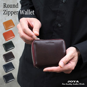 JOYA 財布 二つ折り財布 ミニ財布 ラウンドファスナー 本革 コンパクト 財布 メンズ J3007