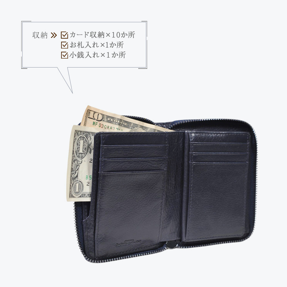 JOYA｜J3052 本革 財布 二つ折り ラウンドファスナーコンパクト