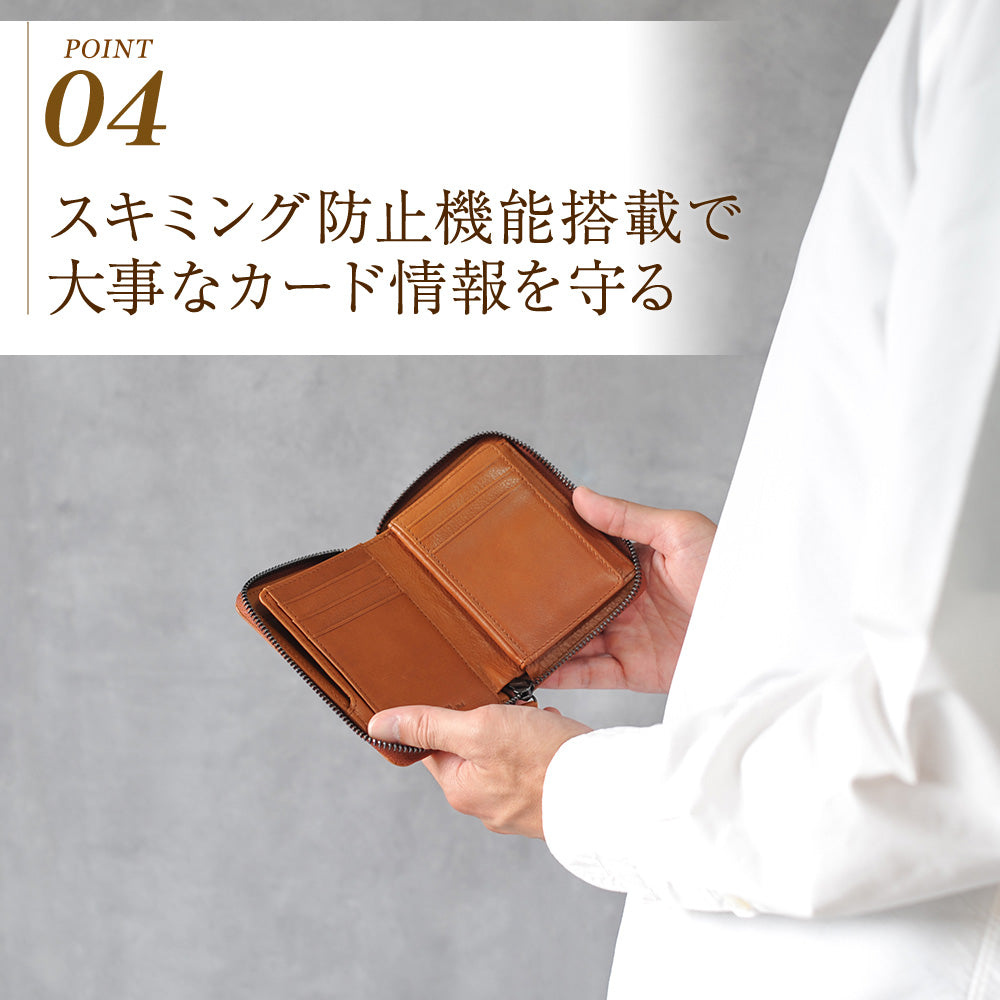 JOYA｜J3052 本革 財布 二つ折り ラウンドファスナーコンパクト