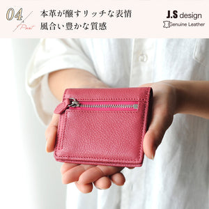 J.S Design 二つ折り財布 ミニ財布 レディース メンズ 本革 ミニウォレット JS-9016