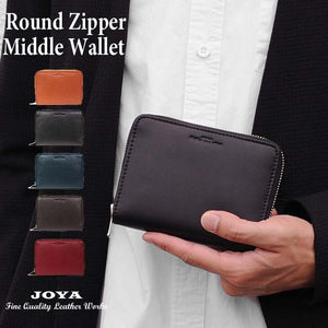 JOYA 財布 二つ折り財布 ラウンドファスナー ミニ財布 本革 財布 メンズ J3104