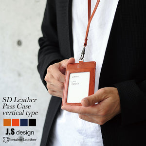 J.S Design パスケース 本革 レザー メンズ レディース ICカード IDカード パス 定期入れ ネックストラップ ストラップ JS-9006