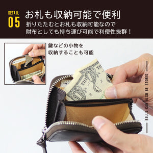 J.S Design コンパクト 本革 財布 メンズ コインケース カードケース レザー JS-9106